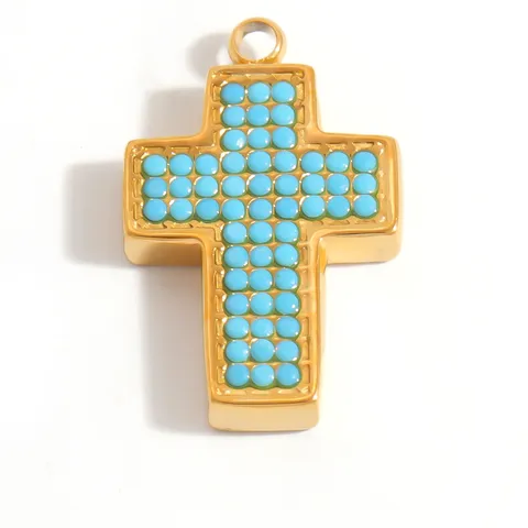 Edelstahl DIY Schmuck Anhänger Zubehör Mit Blauem Strass Inlay Vergoldet Kreuz Libelle Krake Blatt Charm
