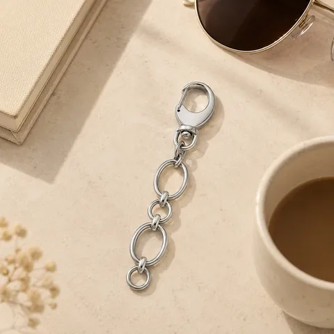 Minimalist Stainless Steel DIY Bag Chain Geometric Pattern Keychain Pendant For Men Women Waterproof Hypoallergenic Polished Silver Metal Luggage Charm Accessory Gift