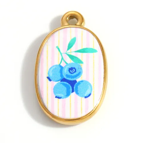 Stainless Steel DIY Jewelry Accessories Fruit Floral Pattern Pendant Necklace Charms Fresh Cartoon Pendants For DIY Making