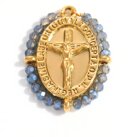 Edelstahl 18K Vergoldet Kreuz Jungfrau Maria St Benedikt Religiöse Medaille Anhänger Bunte Strass DIY Schmuckzubehör