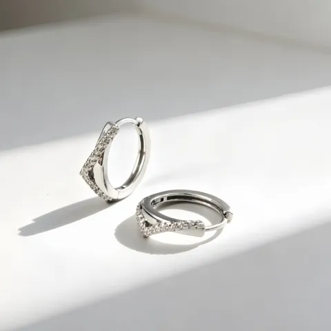 925 Sterlingsilber V-Form Creolen Strass Eingelegt Minimalistisch Business OL Stil Ohrclips Für Damen Täglicher Schmuck