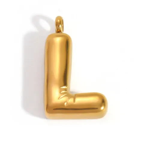 3D-Blasen-Buchstaben-Anhänger Goldvergoldeter Edelstahl Initial-Alphabet-Anhänger DIY-Schmuckzubehör Für Halskette Armband Unisex
