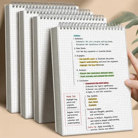 Spiral Notebook B5 A4 A5 Thickened Grid Lined Notebooks Double Wire Bound Journal Student Office Writing Stationery