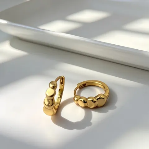 Pendientes de Aro de Plata de Ley S925 para Mujer Pendientes de Botón Redondos con Textura de Burbuja Joyería de Moda Minimalista