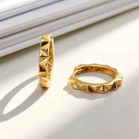 Pendientes de Aro de Plata de Ley 925 con Triángulo Geométrico 3D para Mujer Joyería de Moda Minimalista en Oro y Plata