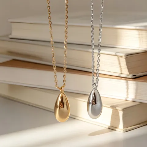 Collar Minimalista de Plata de Ley 925 con Colgante de Gota para Mujer Cadena de Clavícula Ajustable Joyería Simple Oro Plata
