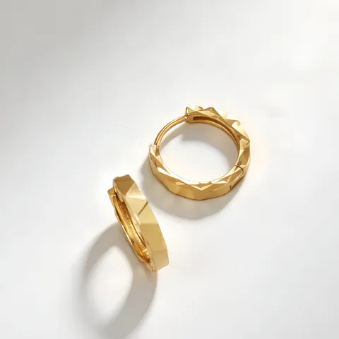 Pendientes de Aro Brillantes de Triángulo Geométrico de Plata de Ley 925 Hebilla de Oreja con Corte de Flor de Coche Facetado para Mujer Joyería Chic