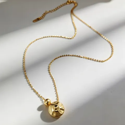 Collar de Cadena de Clavícula Ajustable Minimalista de Plata de Ley 925 Para Mujer Con Colgante de Bola Cóncavo-Convexa Joyería Regalo