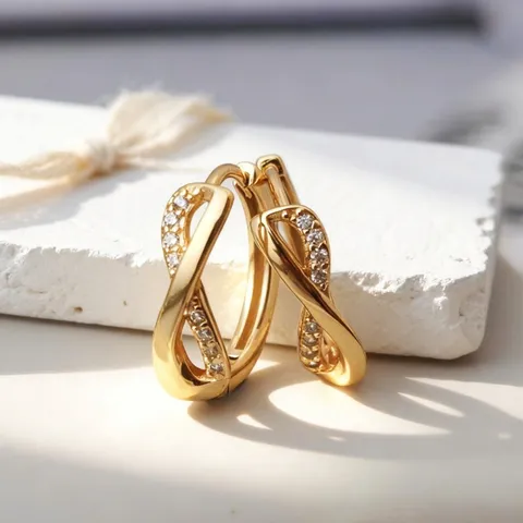 Pendientes de Aro de Plata de Ley 925 Símbolo de Infinito Minimalista Forma de 8 Incrustado de Circonia para Mujer Joyería