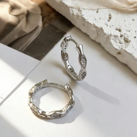 925 Sterlingsilber Wellenkante Ohrringe Für Damen Einfach Zirkonia Eingelegt Schmuck Temperament Gold Silber Ohrringe
