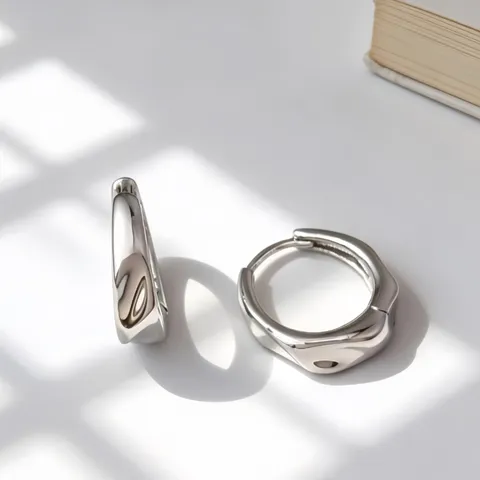 925 Sterlingsilber Wassertropfen Ohrringe Unregelmäßige Wellentextur Kleine Creolen Ohrringe Minimalistisch Elegant Damen Schmuck