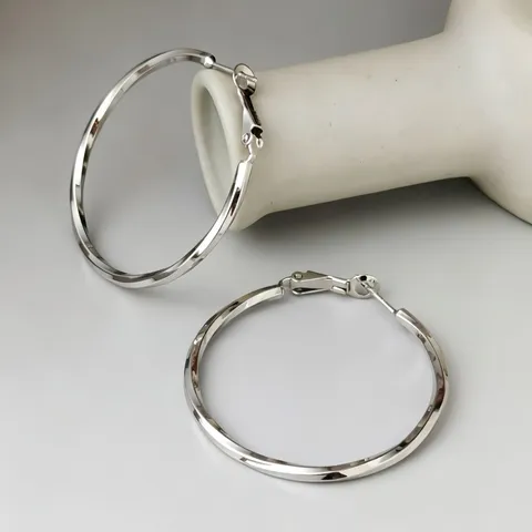 Pendientes de Aro Mobius de Plata de Ley 925 para Mujer Pendientes de Círculo Retorcido Grande Minimalista Joyería de Diseño de Nicho