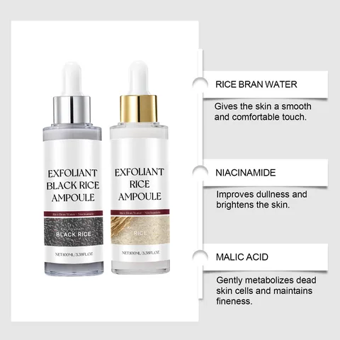Sérum Ampolla de Arroz Exfoliante Niacinamida Agua de Salvado de Arroz Sérum Facial Suave Hidratante Cuidado de la Piel