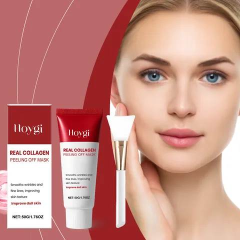 Masque Visage Peel Off au Collagène Nettoyage En Douceur et Exfoliant Masque de Soin Hydratant avec Pinceau pour Femmes