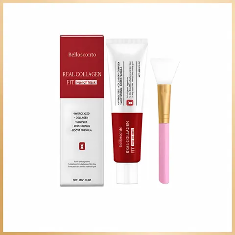 Masque Facial Pelable au Collagène Doux Hydratant Éclaircissant Nettoyage en Profondeur Masque avec Pinceau