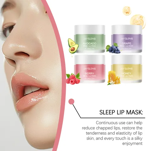 JAYSUING Masque de Nuit pour Lèvres Soin Nocturne Baume Hydratant avec Extraits Végétaux et Pinceau à Lèvres