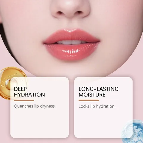 Huile à Lèvres Hydratante Brillance Nutritive avec Tête de Massage en Métal pour Réparation Profonde des Lèvres Sèches