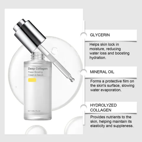 Sérum Facial Hidratante de Colágeno Profundo Antienvejecimiento Esencia Facial Hidratante Con Botella De Gotero De Vidrio Cuidado De La Piel
