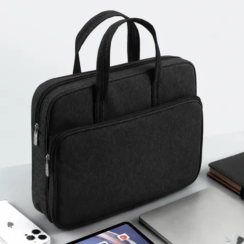 Valigetta d'Affari Impermeabile Grande Capacità Borsa per Laptop Tessuto Oxford Borsetta Multi-Scomparto Ufficio Uomo