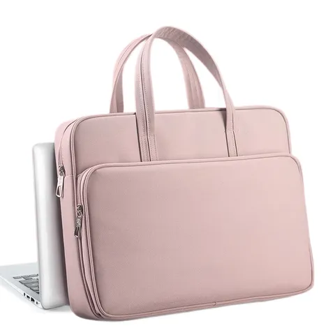 Canvas Document Bag Multi Layer Large Capacity Laptop Briefcase Portable Handbag Business Commute Storage Bag