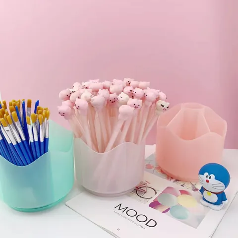 Gran Capacidad Portalápices Giratorio de 360 Grados de Plástico Organizador de Papelería de Escritorio Caja de Almacenamiento de Brochas de Maquillaje