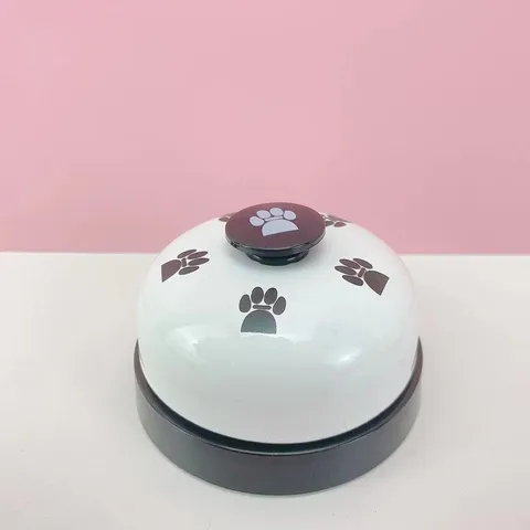 Pet Training Bell Interactive Cat Dog Toy Metal Press Call Bell Paw Print Table Game Trivia Bell Desk Service Bell
