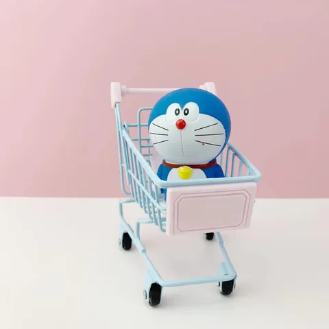 Adorno de Artesanía de Carrito de Supermercado de Metal en Miniatura Lindo Carrito de Supermercado Soporte de Almacenamiento de Escritorio Decoración de Oficina en Casa