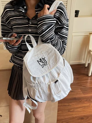 Zaino a Coulisse in Nylon Minimalista Stile Coreano Leggero Idrorepellente Borsa da Viaggio per Donne Studenti Outdoor Daypack