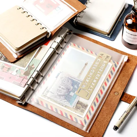 Transparante PVC Losbladige Notitieboek Ringband Pouch Rits Tas Kaartenhouder Index Divider Voor A5 A6 A7 Planner