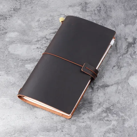 Vintage Genuine Leather Travel Notebook DIY Loose Leaf Journal Cover Business Diary Notebook Passport Size Planner