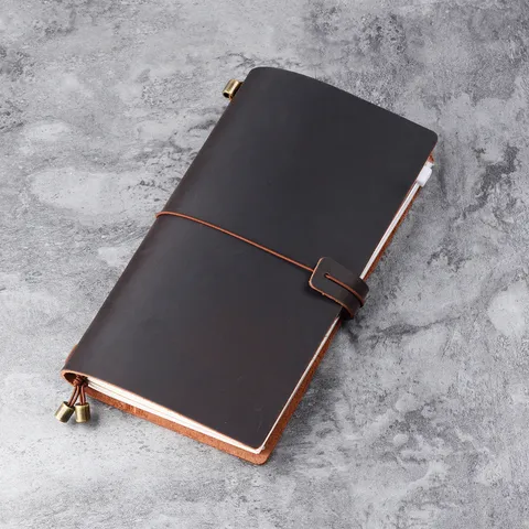 Vintage Genuine Leather Travel Notebook DIY Loose Leaf Journal Cover Business Diary Notebook Passport Size Planner