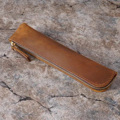 Vintage Echtleder Federmäppchen Retro Crazy Horse Stifttasche Schutzhülle Für Apple Pencil Büro Schule Schreibwaren