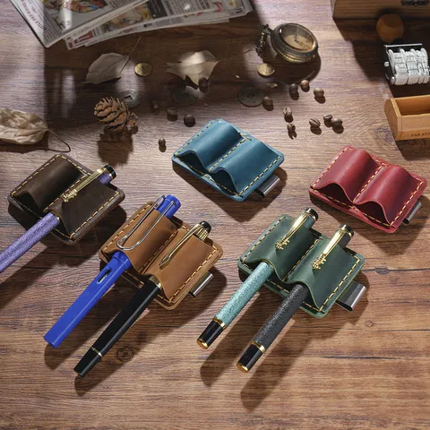 Vintage Rindsleder Stiftclip Handgemachte Leder Stift Halter Für Notizbuch Planer Büro Schule Zubehör