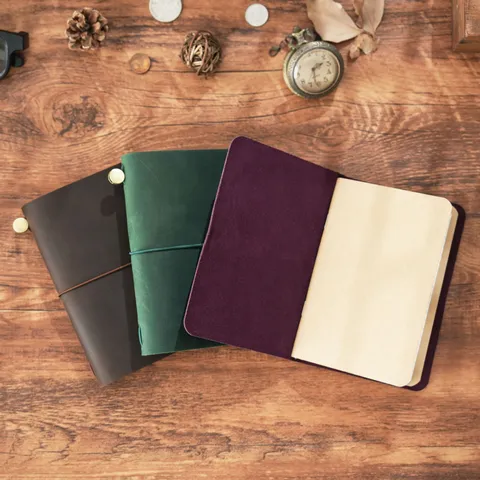 Cuaderno de Viaje Retro Hecho a Mano de Cuero Auténtico Diario Retro Bloc de Notas Portátil Papetería de Exterior Regalo