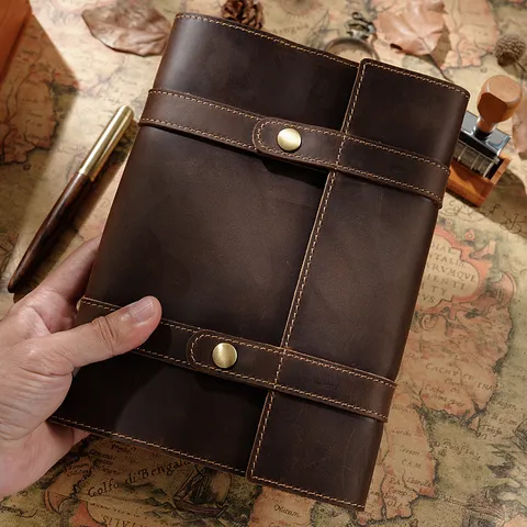 Rindsleder A5 Notizbuchhülle Vintage Crazy Horse Leder Planer Schutz Business Tagebuch Schreibunterlage Geschenk