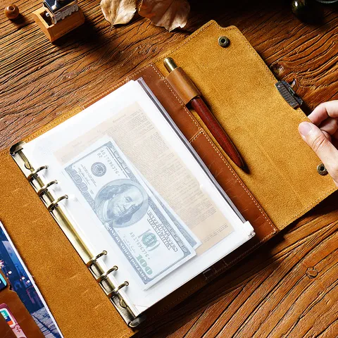 Vintage Echtes Leder Losblatt Passwort Notizbuch Büro Geschäft Journal Tagebuch Mit Metallverschluss Deckel