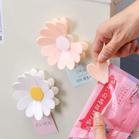 Clip de Sellado de Alimentos de Margarita de Plástico Sellador de Bolsas de Bocadillos Creativo Refrigerador Magnético Resistente a la Humedad Clip de Cocina