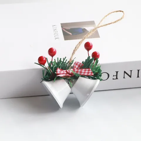 Colgante de Campana de Hierro de Navidad Decoración DIY de Árbol de Navidad Decoración del Hogar Adorno Colgante Con Lazo