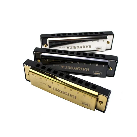 Blues Harmonica 10 Hole Portable C Key Musical Instrument Metal Cover Resin Comb Beginner Kids Adults Music Performance