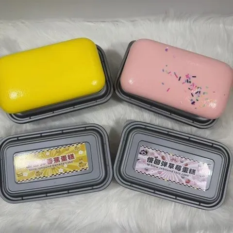 Juguete Squishy de Pastel en Caja de Rebote Lento Lindo Postres Fresa Plátano Taro Alivio del Estrés Fidget Juguete