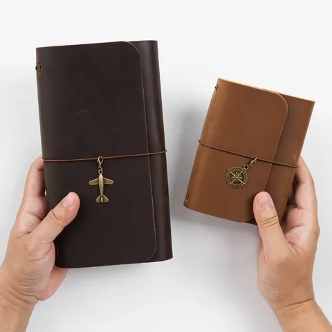 Vintage Echtes Leder Reise Tagebuch Notizbuch Handgemachte Crazy Horse Rindsleder Tagebuch Retro Büro Schreibwaren Geschenk