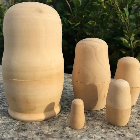 Unpainted Wooden Russian Nesting Dolls Blank Matryoshka Stacking Toys DIY Handcrafted Home Decor Crafts
