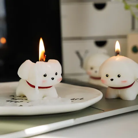 Vela Aromática Con Forma de Cachorro Lindo Hecho a Mano Creativo Cera de Parafina Vela de Aromaterapia Decoración del Hogar Regalo de Fiesta