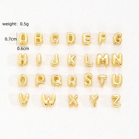 18K Gold Plated Copper Bubble 26 Letter DIY Charm Pendant For Necklace Personalized Initial 3D Balloon Pendant Women Jewelry Accessory
