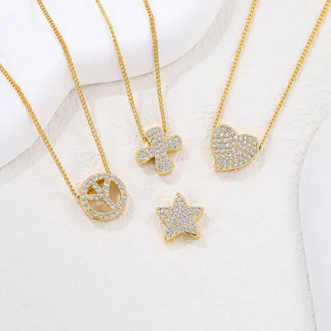 DIY Fashion Heart Star Airplane Windmill Zirconia Pendants For Women Gold Plated Brass Necklace Jewelry Making Accessories
