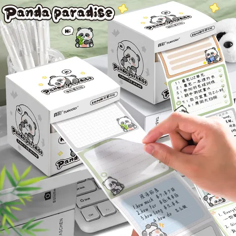 Cartoon Wasserschwein Panda Ausziehbare Vollflächig Klebende Haftnotizen Für Studenten Mehrfarbiger Papier Notizblock Für Schule Büro