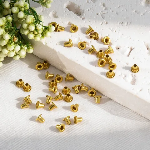 Mini Ojetes de Latón para Zapatos de Muñeca DIY Artesanía Pequeños Remaches Tubulares Hebillas de Ojetes Huecos Fornituras de Metal