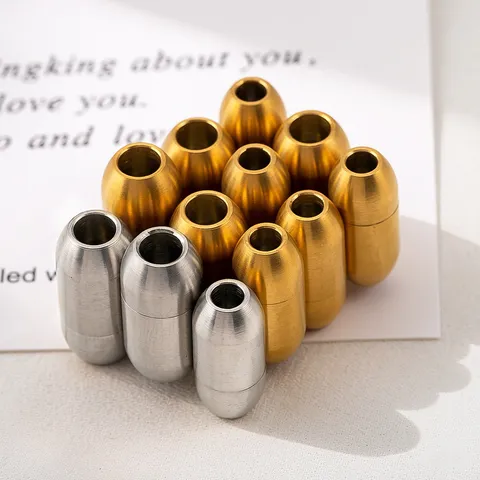 Chiusura Magnetica Ovale in Acciaio Inossidabile Connettore Spazzolato per Bracciale Intrecciato Fai-da-Te Oro Acciaio