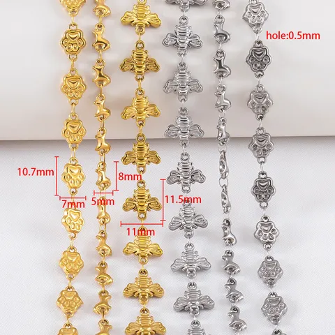 Stainless Steel Retro Cartoon Bee Cat Paw Horse Shaped Chain For DIY Jewelry Making Unfinished Link Necklace Bracelet Accessories