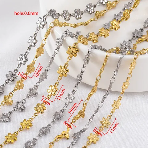Stainless Steel Pastoral Style DIY Jewelry Chain For Necklace Bracelet Making Windmill Flower Wheat Ear Steel Gold Color